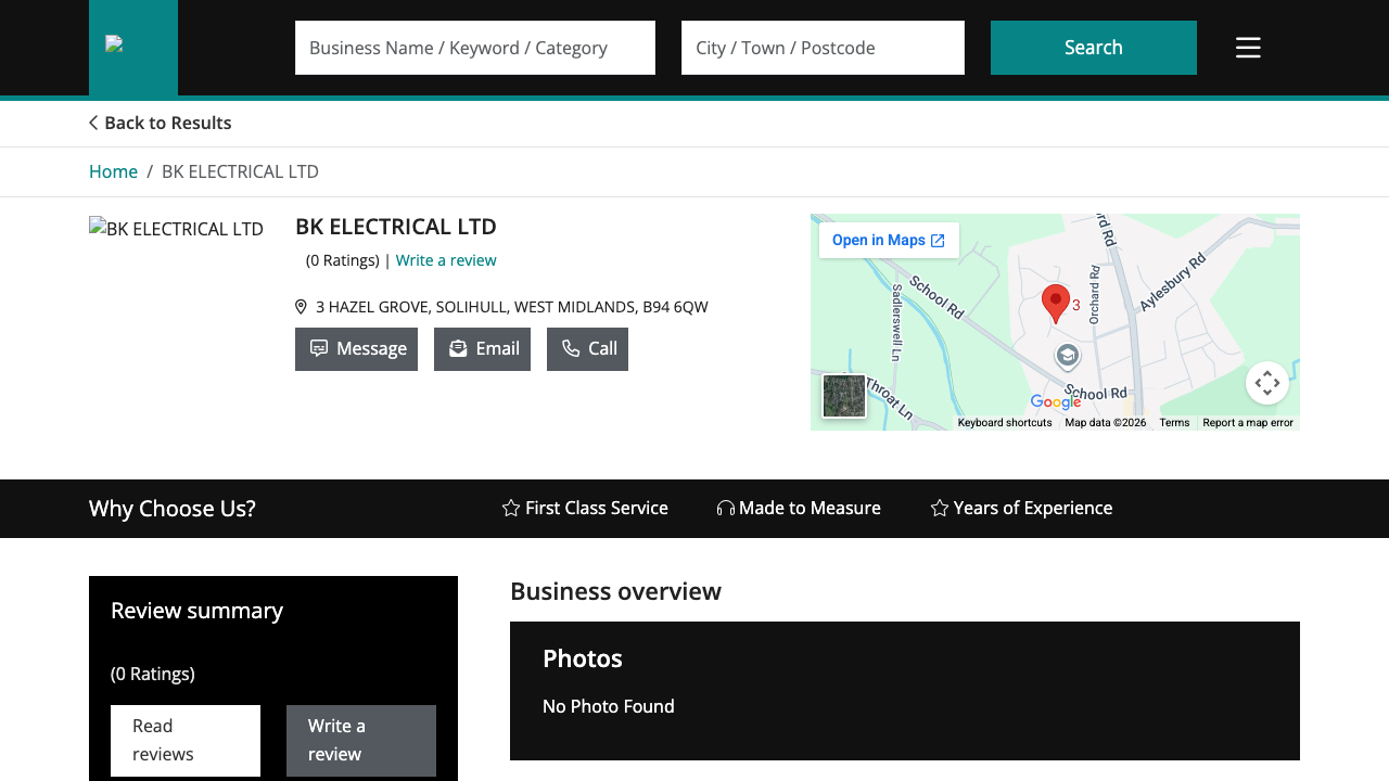 BK ELECTRICAL LTD website preview