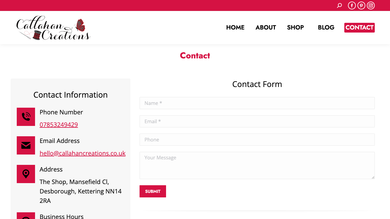CALLAHAN CREATIONS LTD website preview