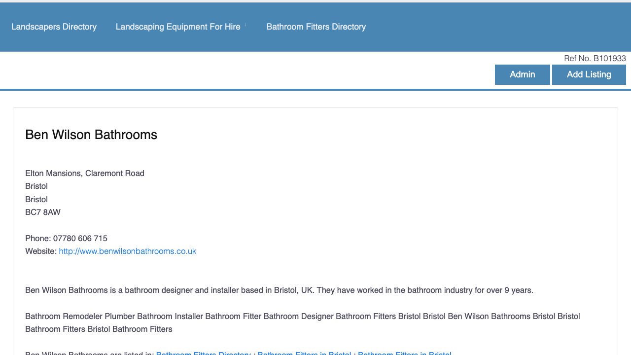 BEN WILSON BATHROOMS LTD website preview