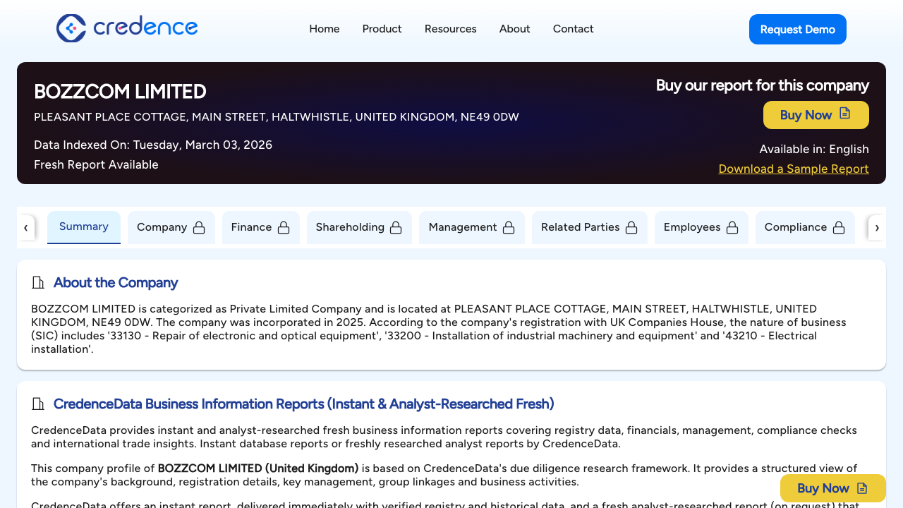 BOZZCOM LIMITED website preview