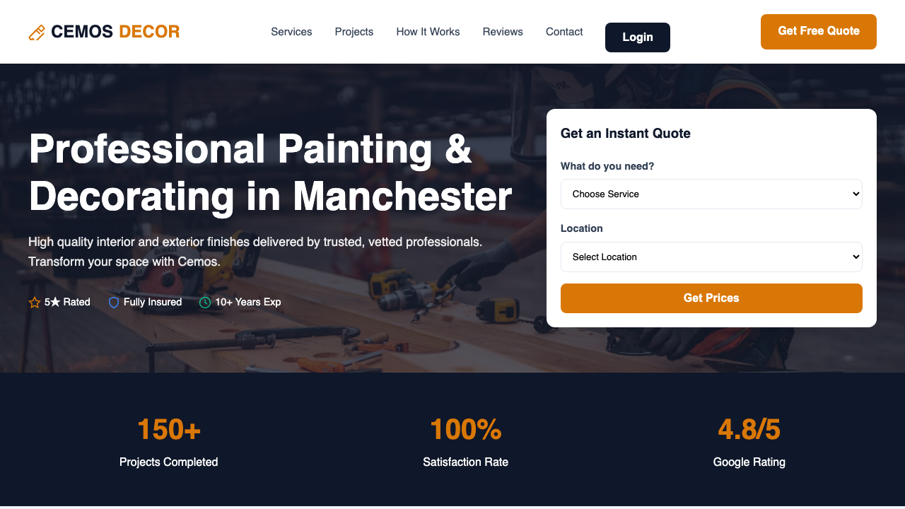 CEMOS PAINTING & DECORATING LTD website preview