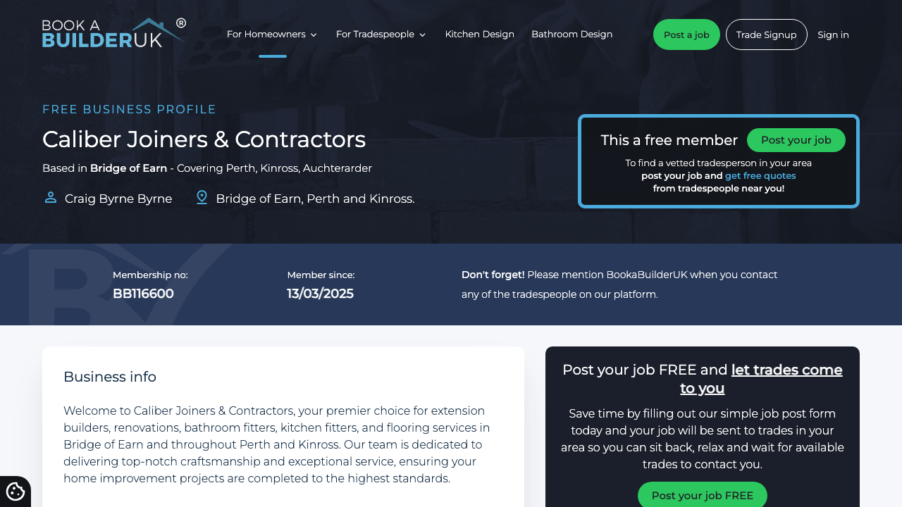 CALIBER JOINERS & CONTRACTORS LTD website preview