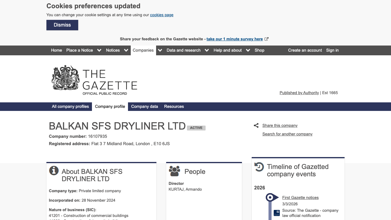 BALKAN SFS DRYLINER LTD website preview