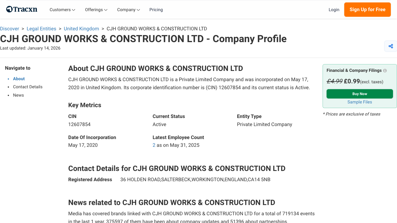 CJH GROUND WORKS & CONSTRUCTION LTD website preview