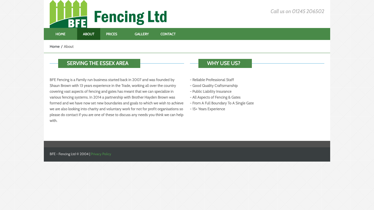 BFE FENCING LIMITED website preview