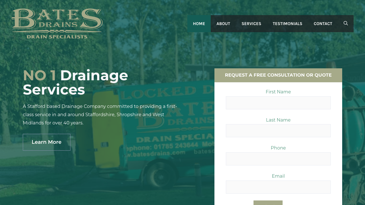 BATES DRAINS LIMITED website preview