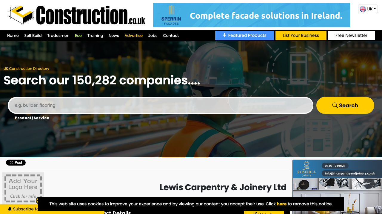 CARL LEWIS CARPENTRY & DRYLINING LTD website preview