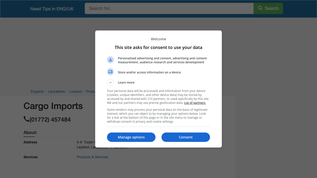 CARGO IMPORTS (UK)  LTD website preview