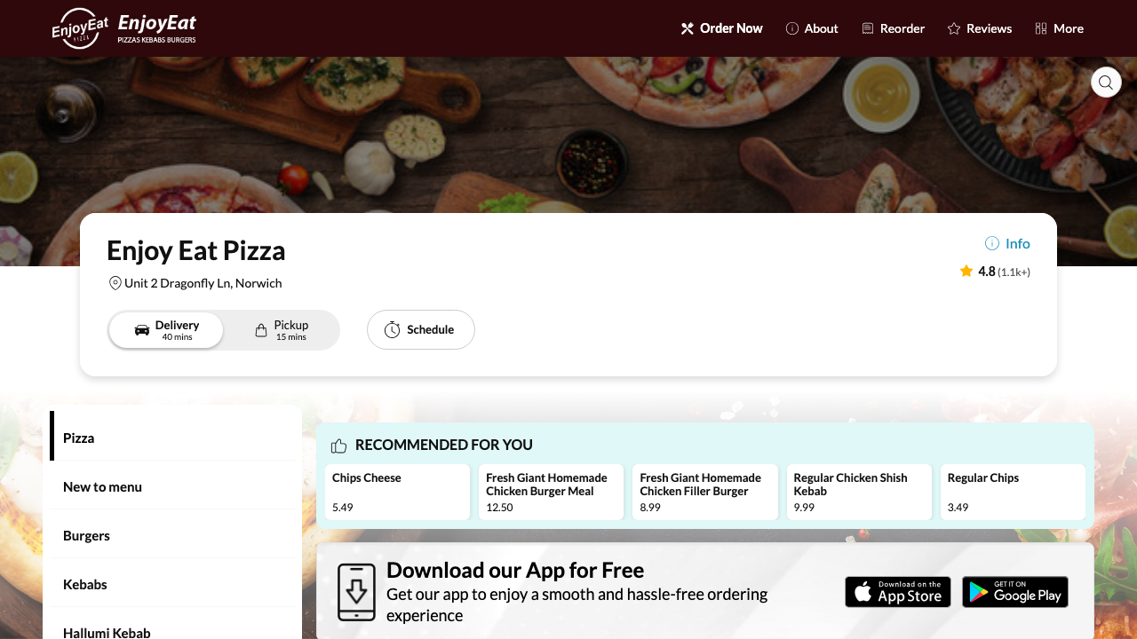 ENJOY EAT PIZZA LTD website preview