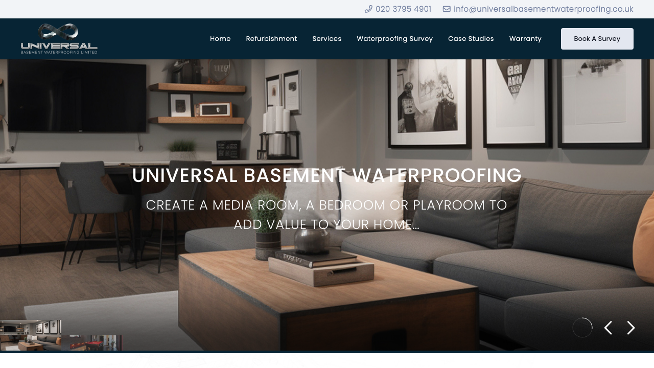 BASEMENT WATERPROOFING SPECIALISTS LIMITED website preview