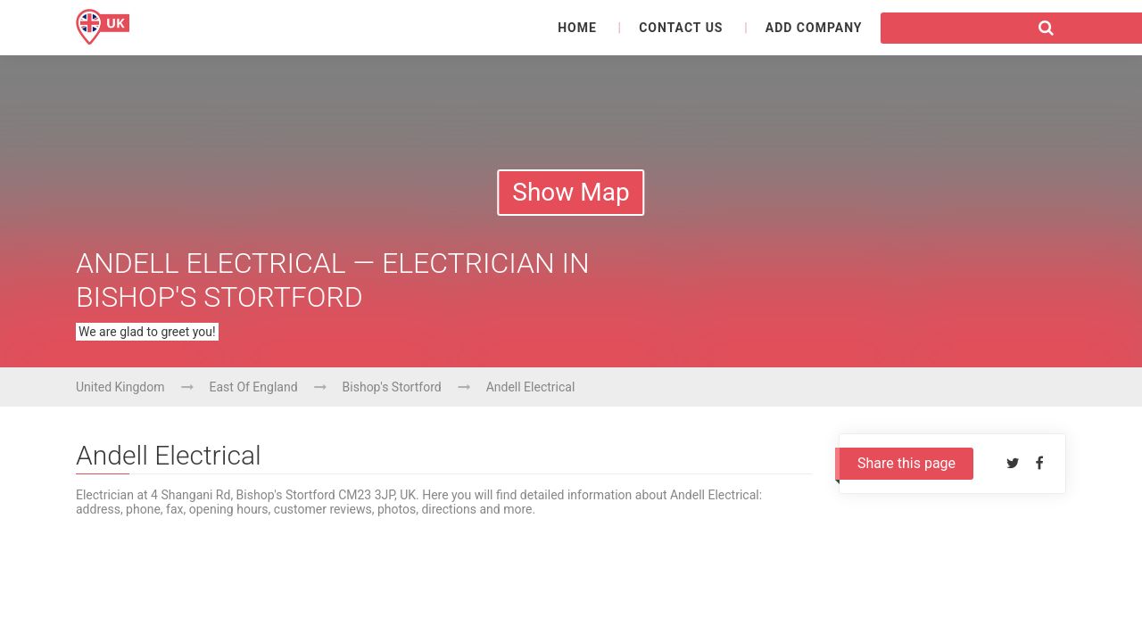 ANDELL ELECTRICAL LTD website preview