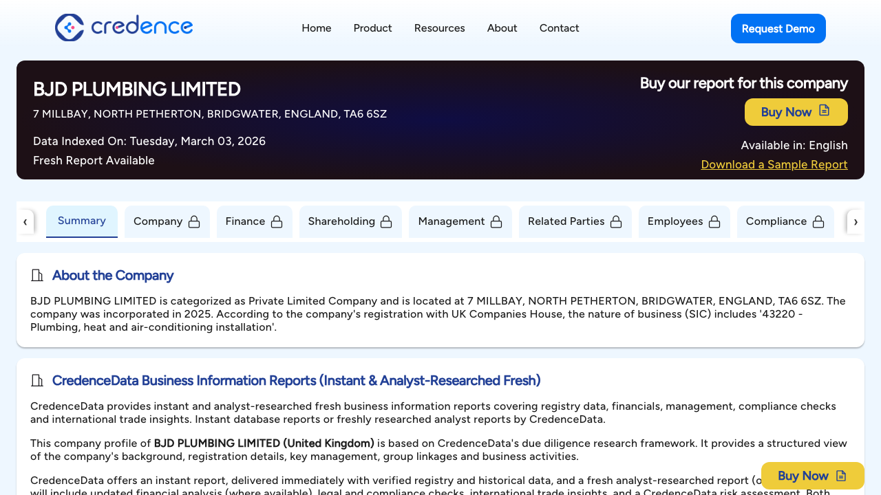 BJD PLUMBING LIMITED website preview