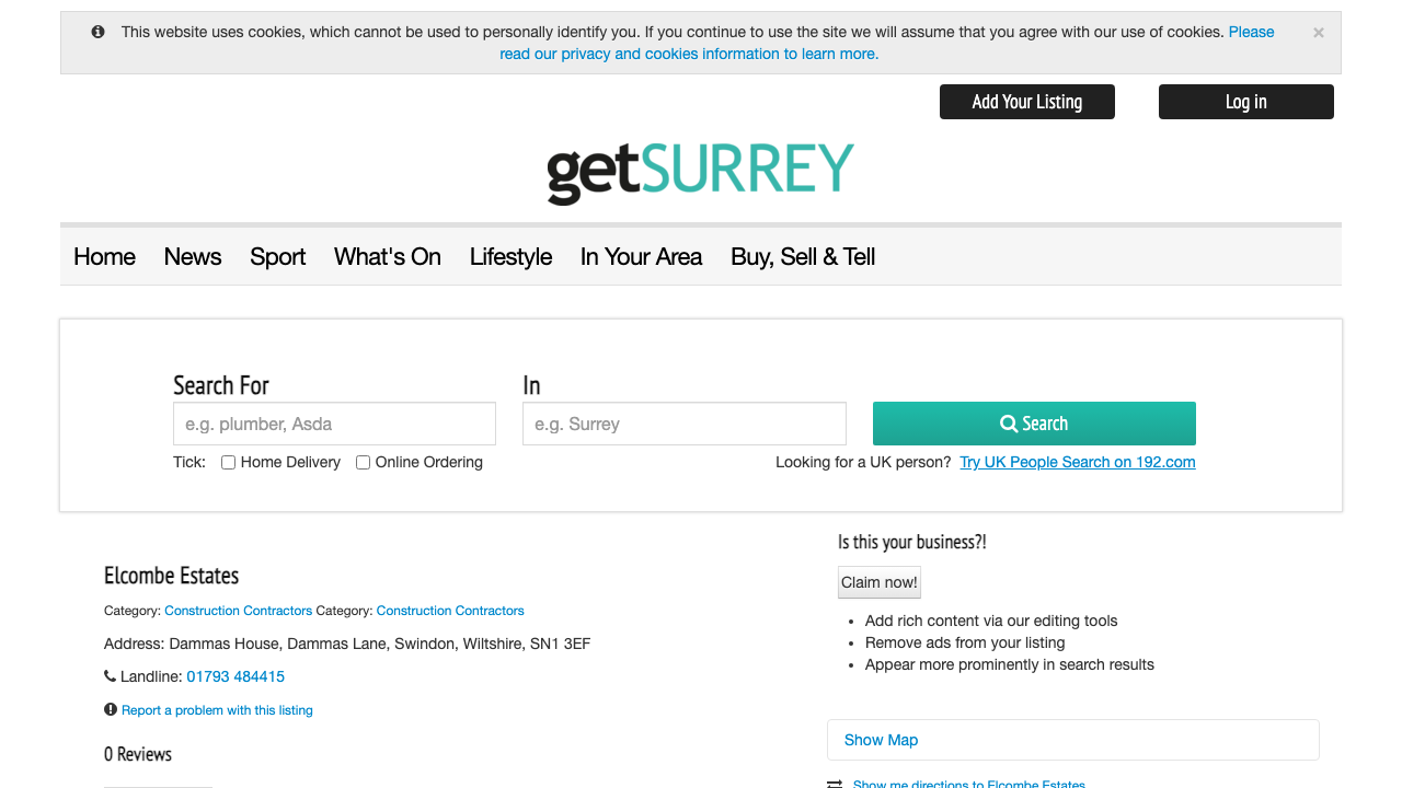 ELCOMBE ESTATES LIMITED website preview