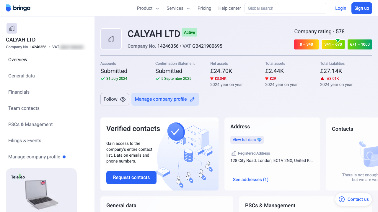 CALYAH LTD website preview