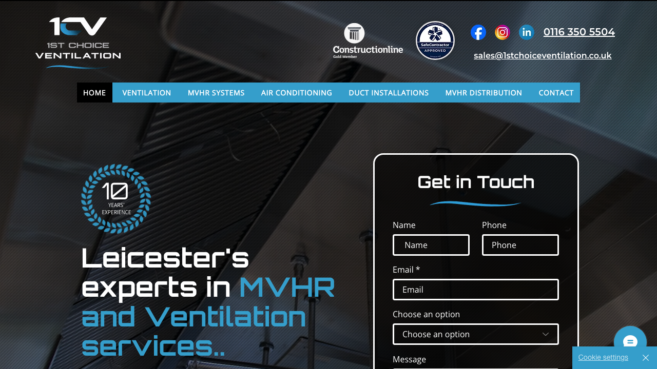 1ST CHOICE VENTILATION LTD website preview