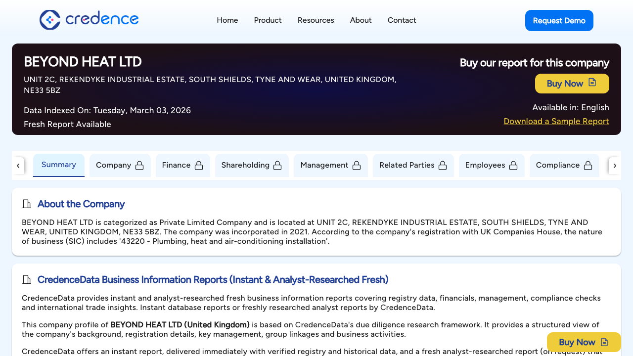 BEYOND HEAT LTD website preview