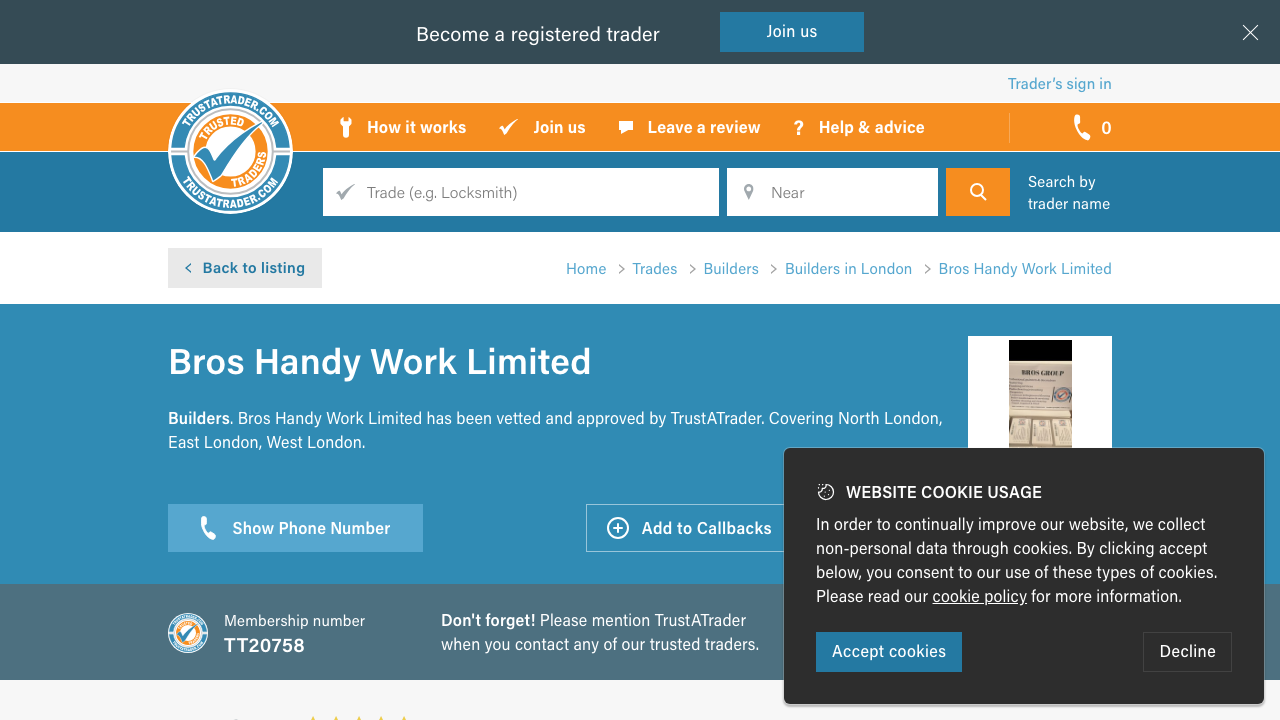 BROS HANDY WORK LIMITED website preview