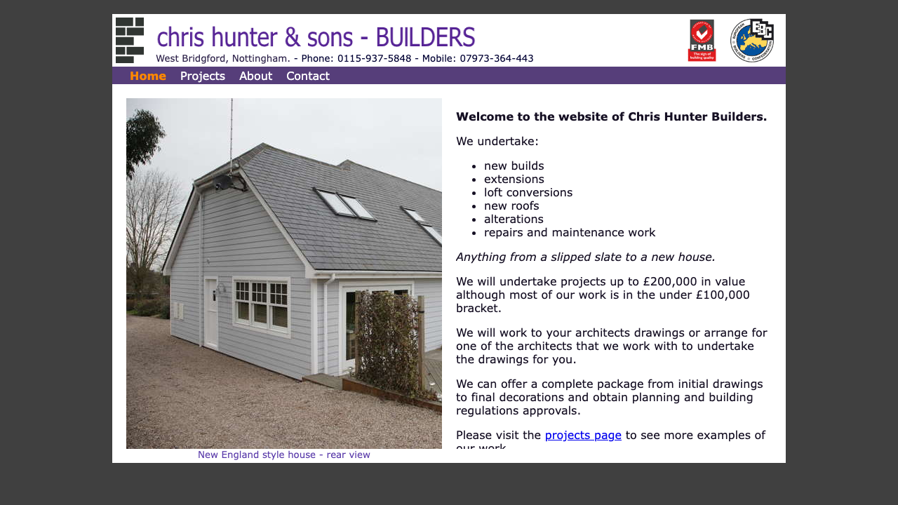 CHRIS HUNTER BUILDERS LIMITED website preview