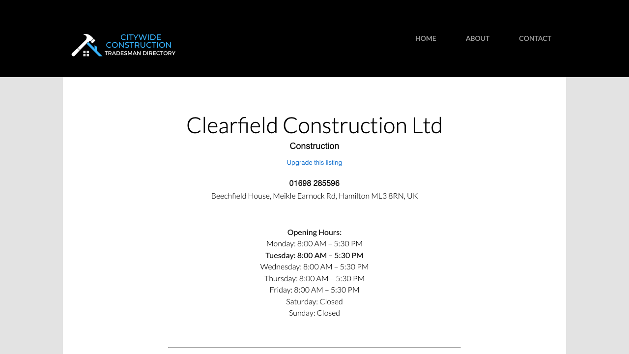 CLEARFIELD CONSTRUCTION LIMITED website preview