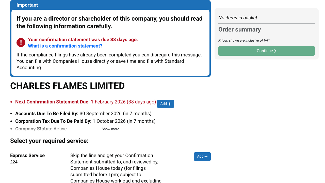 CHARLES FLAMES LIMITED website preview