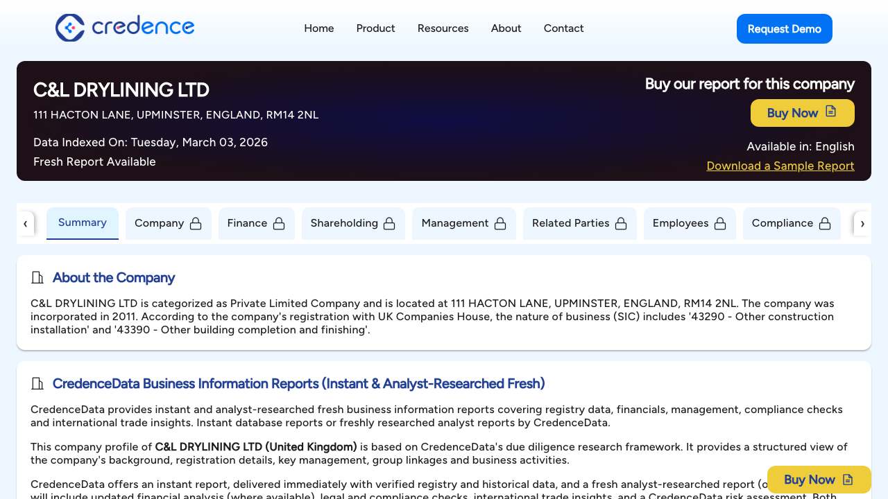 C&L DRYLINING LTD website preview