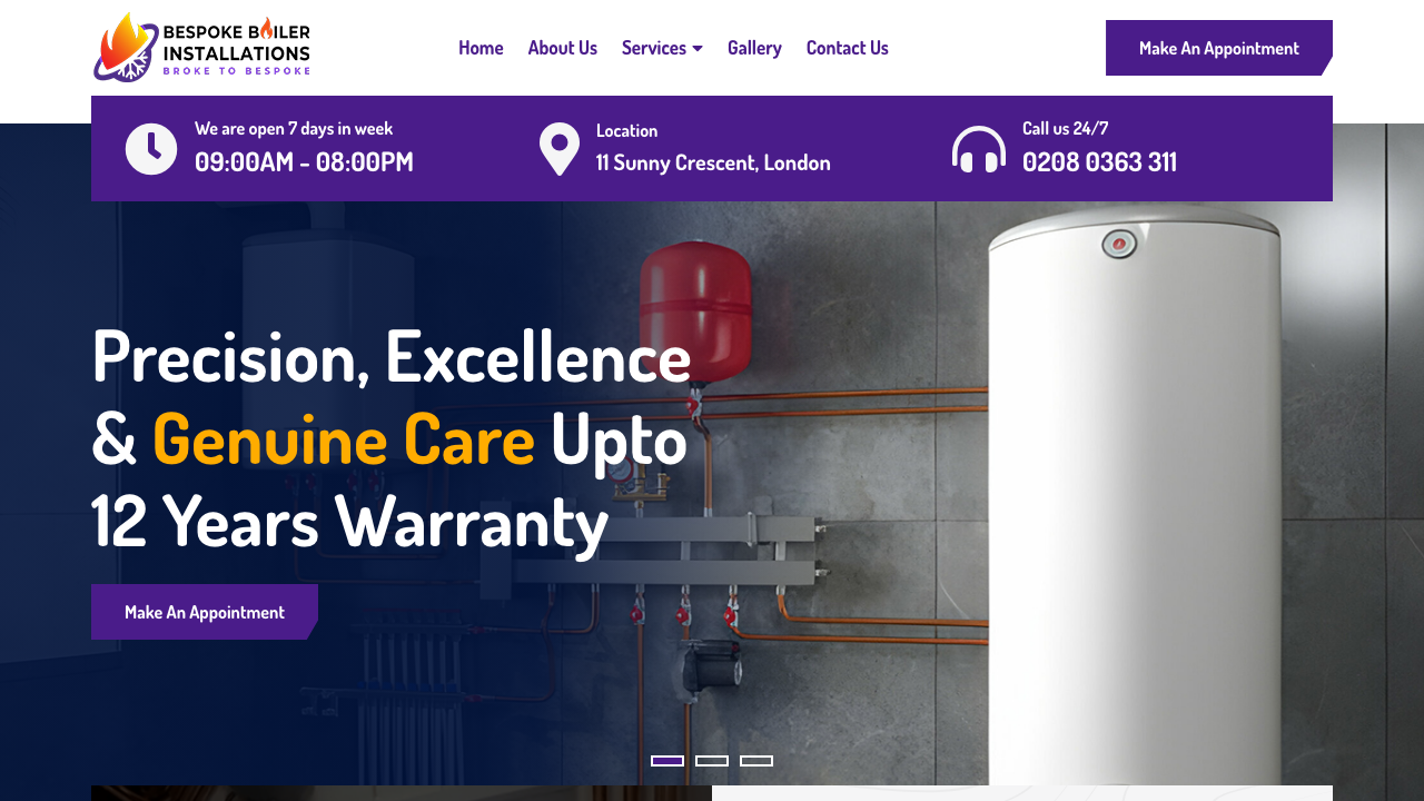 BESPOKE BOILER INSTALLATIONS LTD website preview