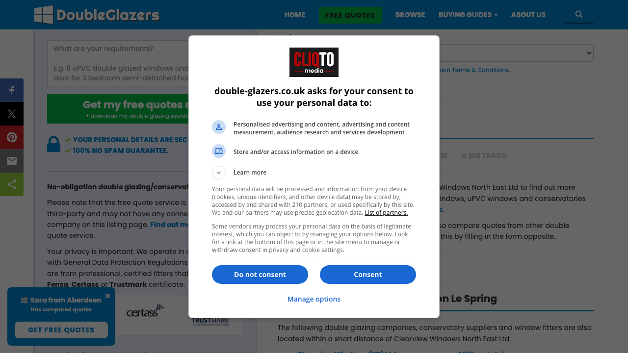 CLEARVIEW WINDOWS (NORTH EAST) LIMITED website preview