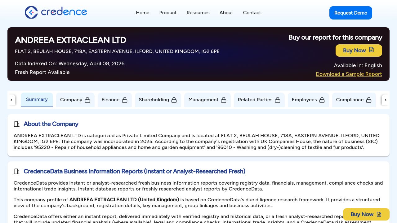ANDREEA EXTRACLEAN LTD website preview