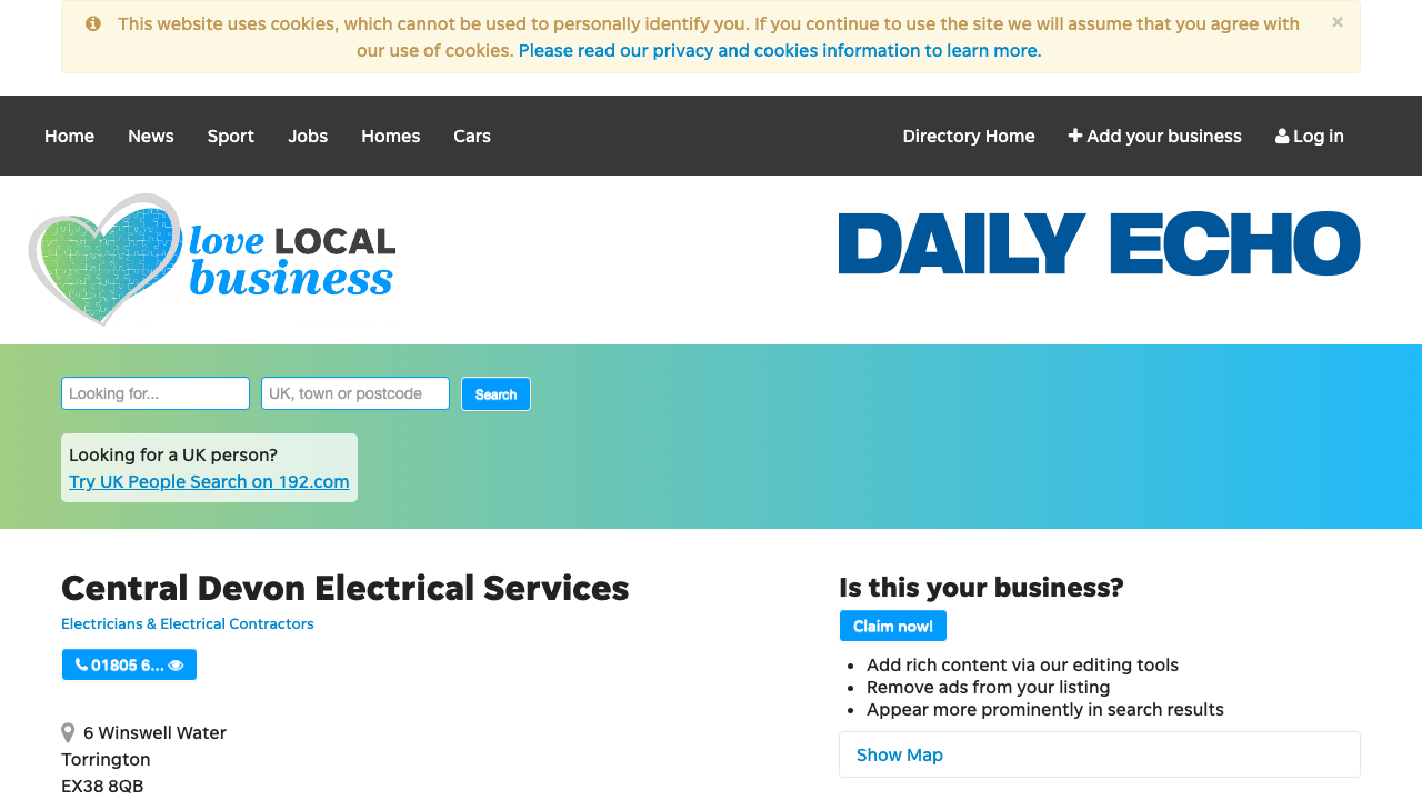 CENTRAL DEVON ELECTRICAL SERVICES LTD website preview