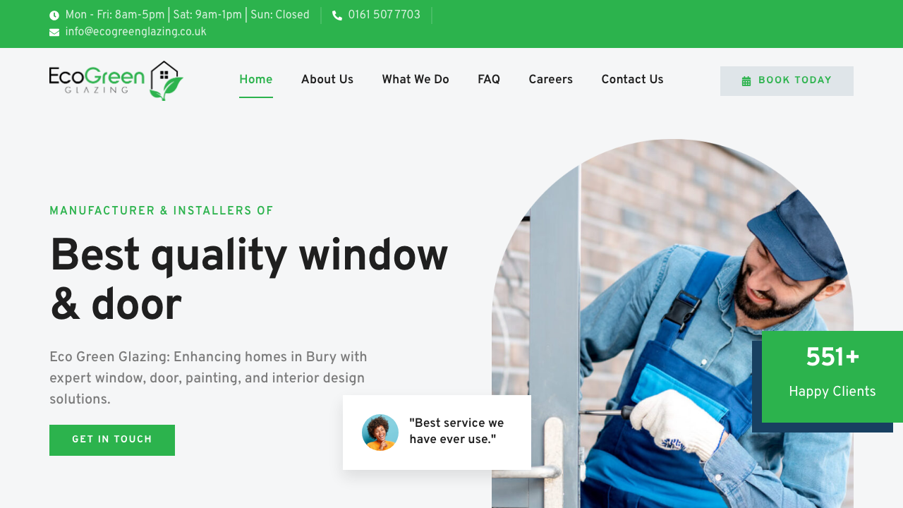 ECOGREEN GLAZING LTD website preview