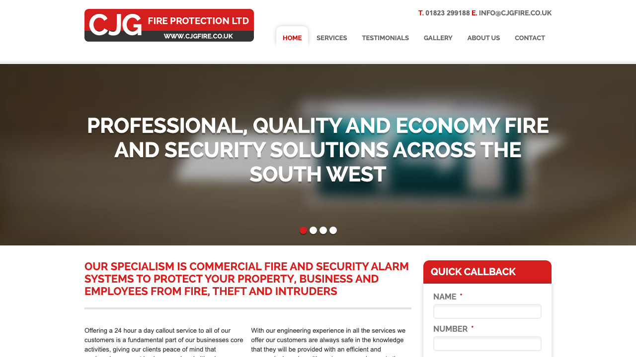 CJG FIRE PROTECTION LIMITED website preview