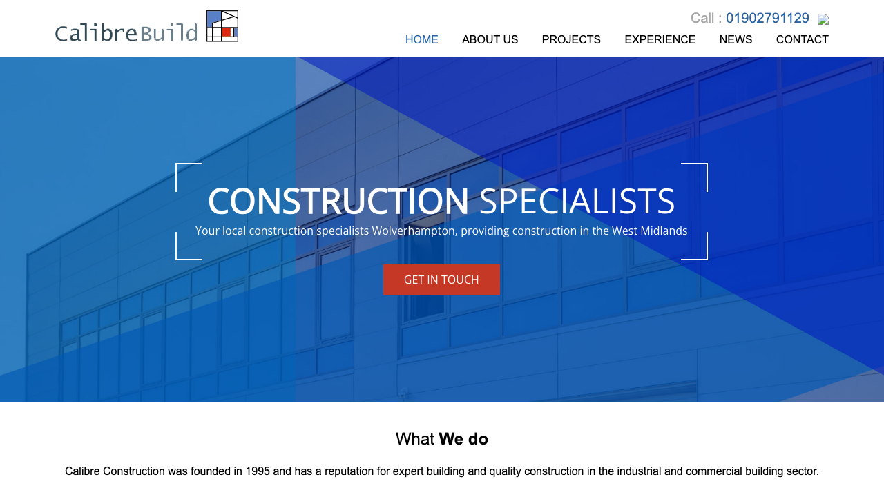 CALIBRE CONSTRUCTION (MIDLANDS) LIMITED website preview