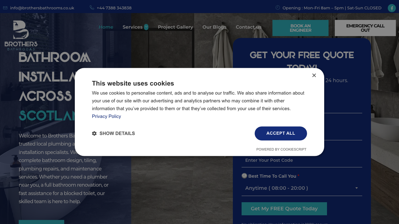 BROTHERS BATHROOMS SCO LTD website preview