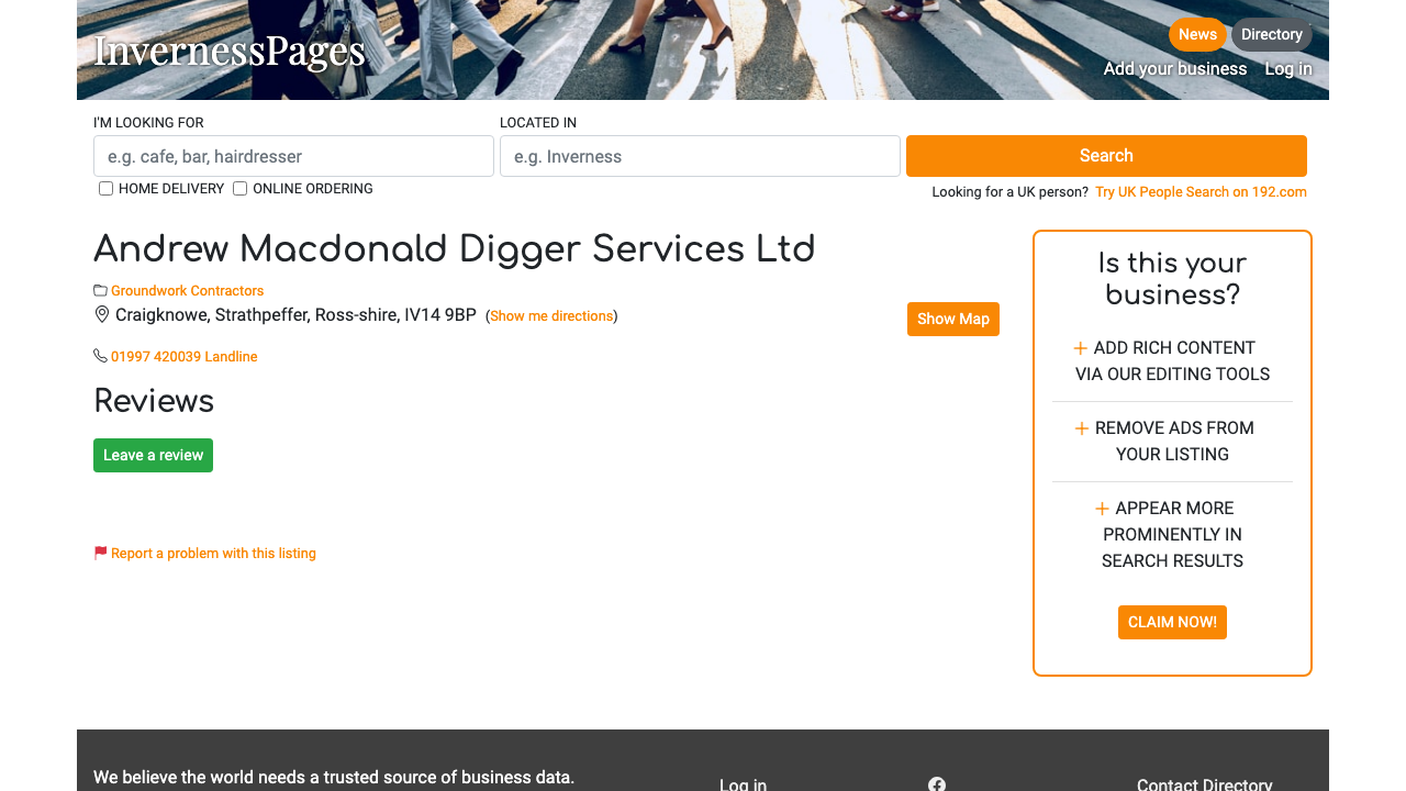 ANDREW MACDONALD DIGGER SERVICES LIMITED website preview