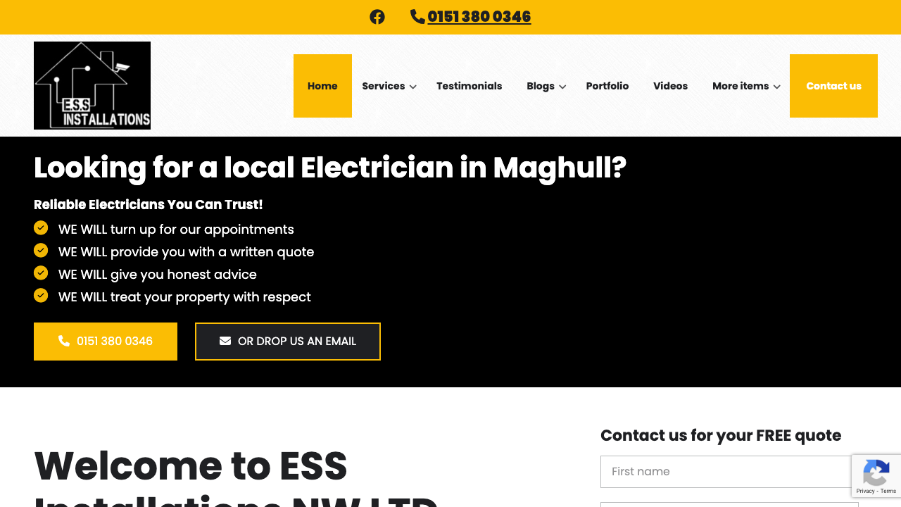 ESS INSTALLATIONS NW LTD website preview