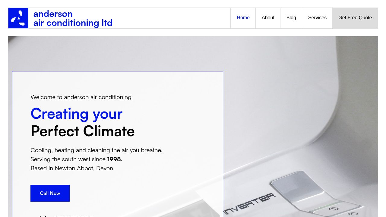 ANDERSON AIR CONDITIONING LTD website preview