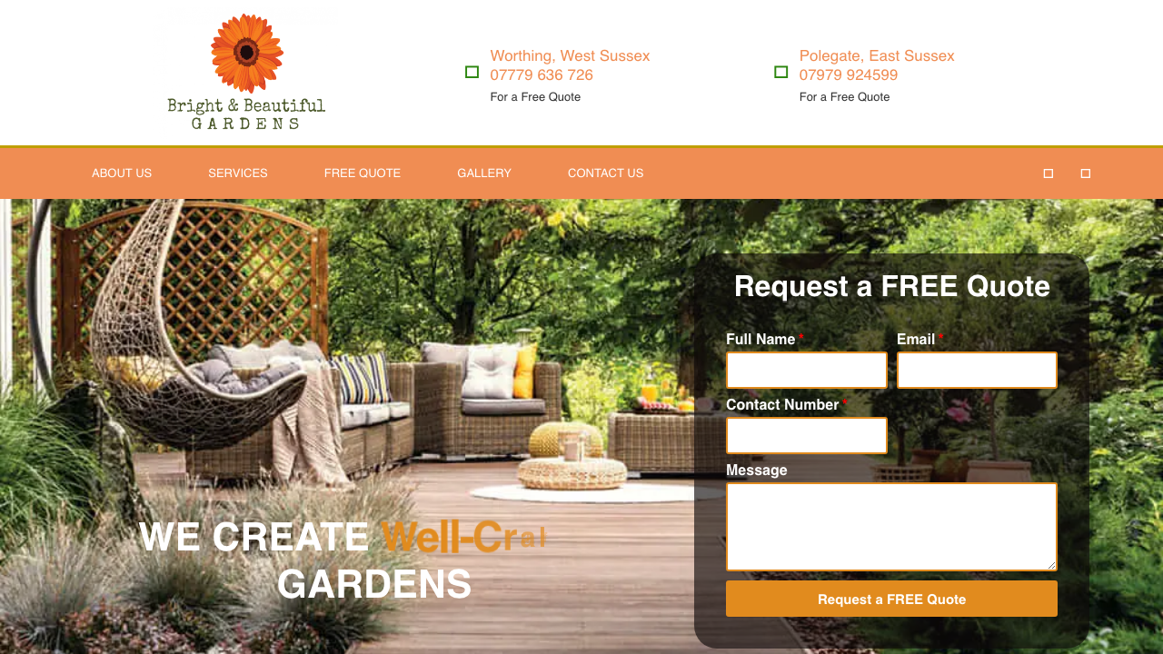 BRIGHT & BEAUTIFUL GARDENS WEST SUSSEX LIMITED website preview
