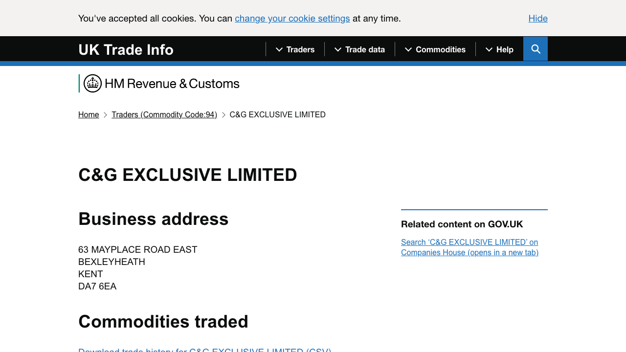 C&G EXCLUSIVE LIMITED website preview