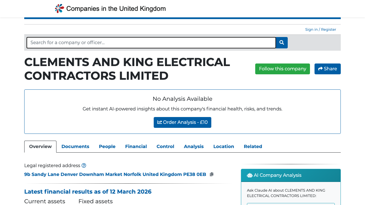CLEMENTS AND KING ELECTRICAL CONTRACTORS LIMITED website preview