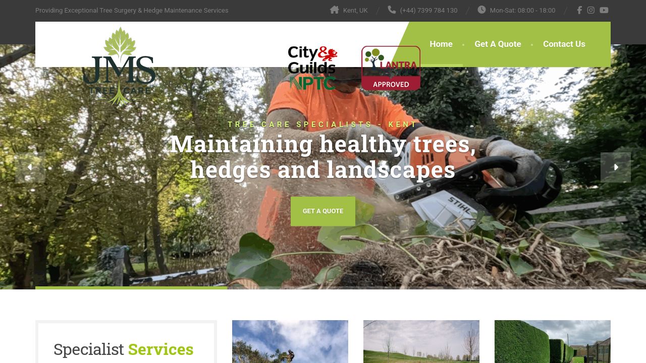 JMS TREE CARE LTD website preview