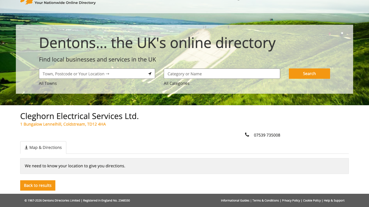 CLEGHORN ELECTRICAL SERVICES LTD website preview