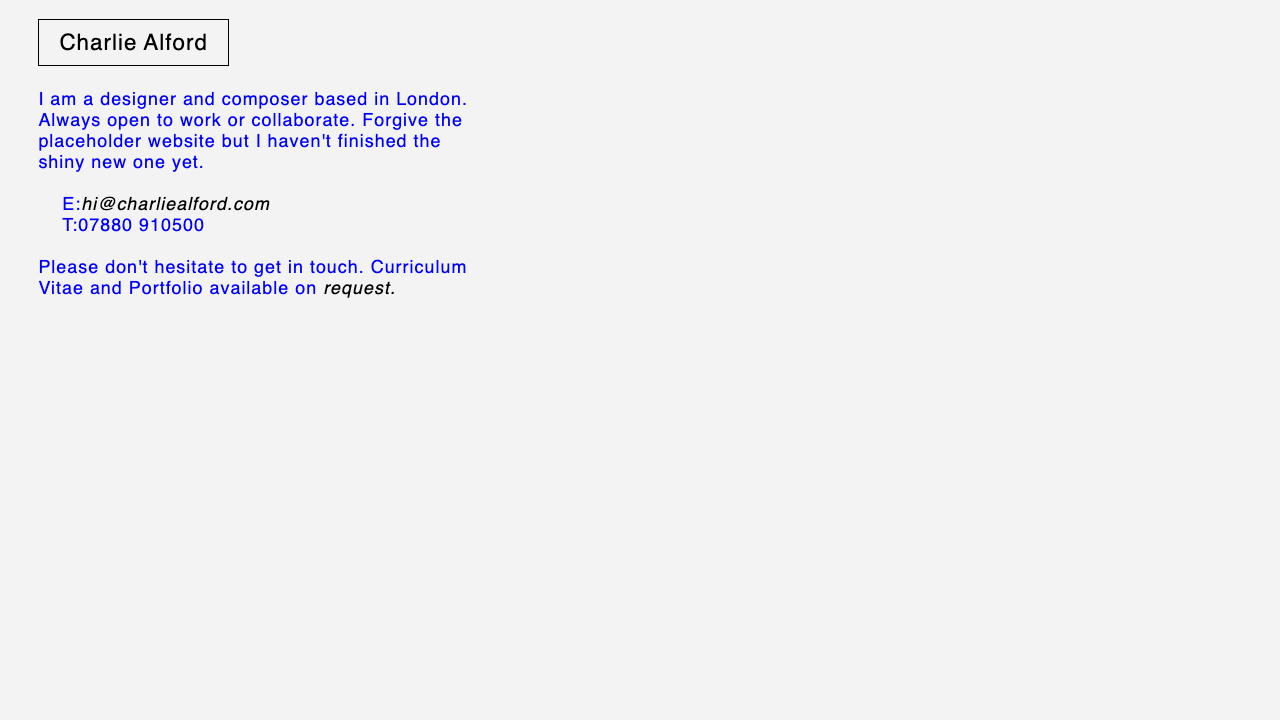 CHARLIE ALFORD DESIGN LTD website preview