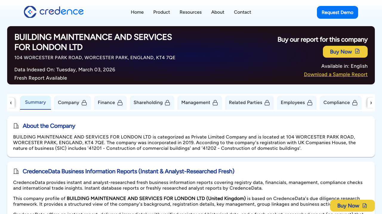BUILDING MAINTENANCE AND SERVICES FOR LONDON LTD website preview