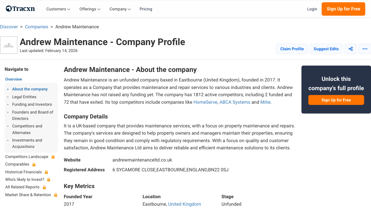 ANDREW MAINTENANCE LTD website preview