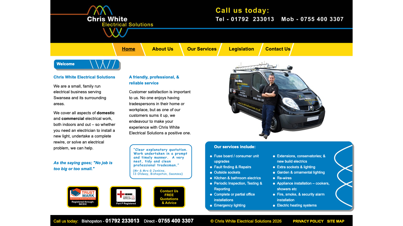 CHRIS DAVIES ELECTRICAL LIMITED website preview