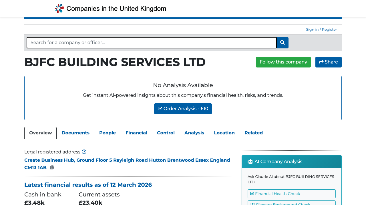 BJFC BUILDING SERVICES LTD website preview