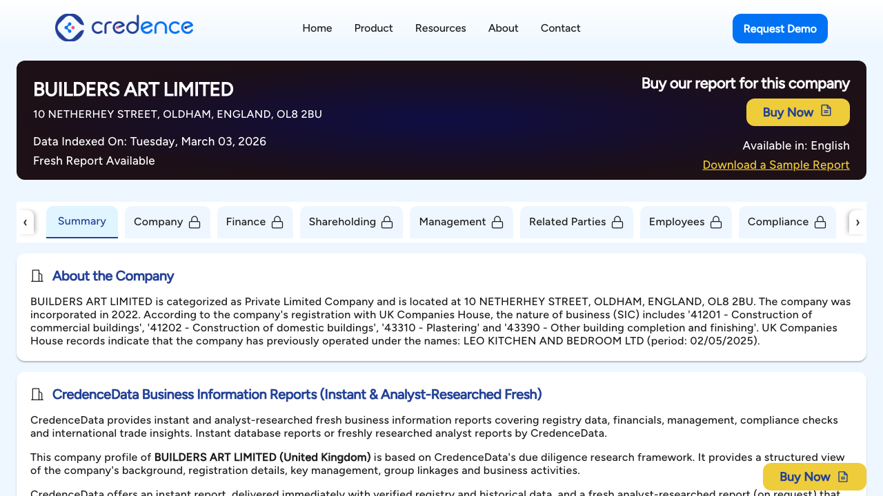 BUILDERS ART LIMITED website preview