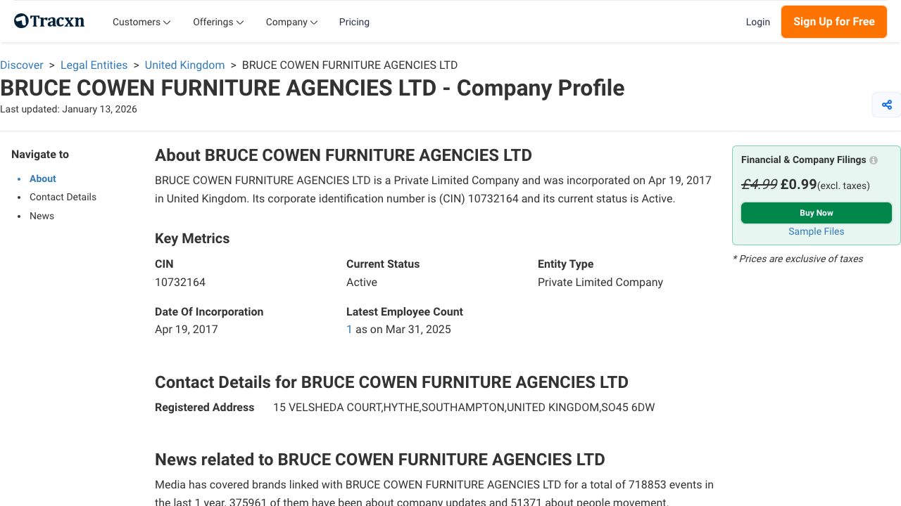 BRUCE COWEN FURNITURE AGENCIES LTD website preview