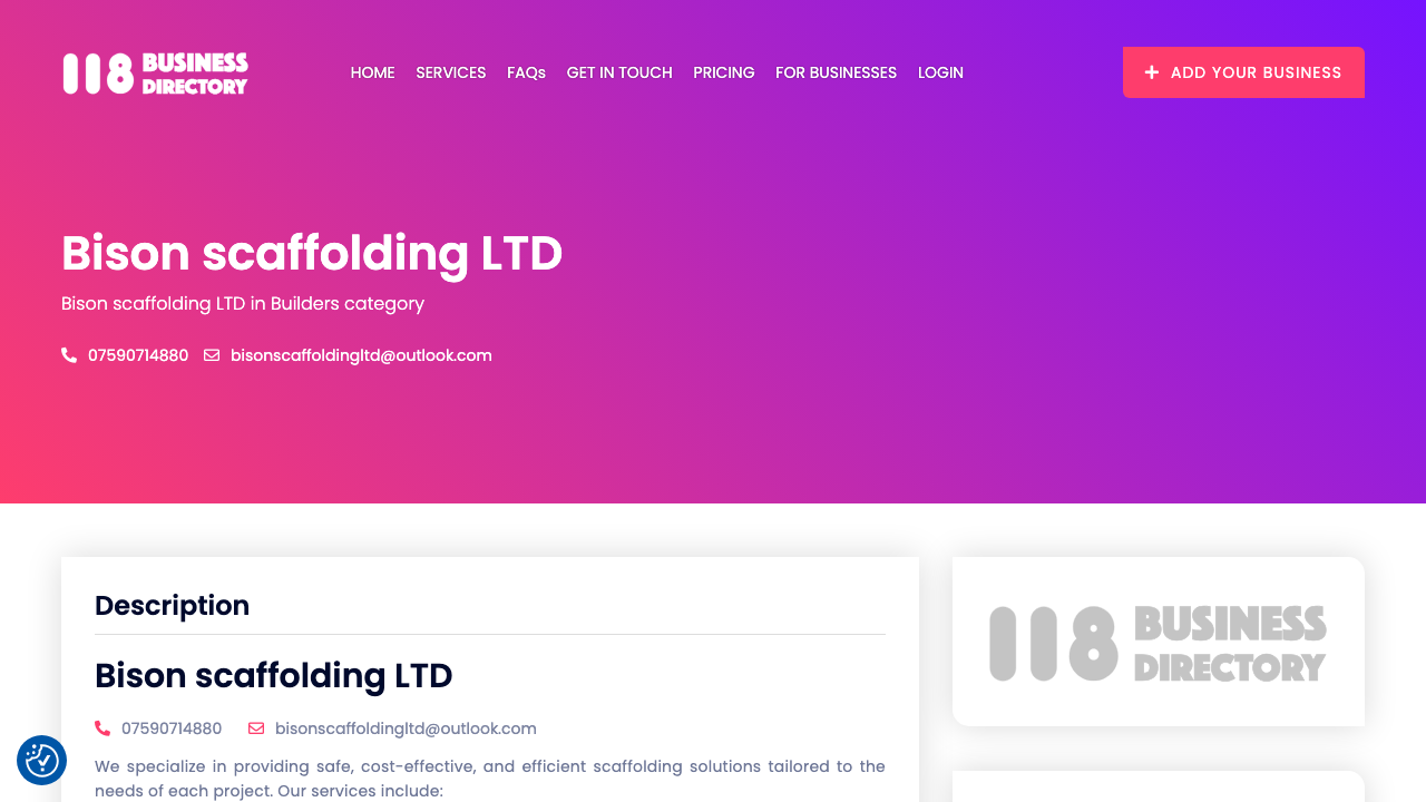 BISON SCAFFOLDING LTD website preview