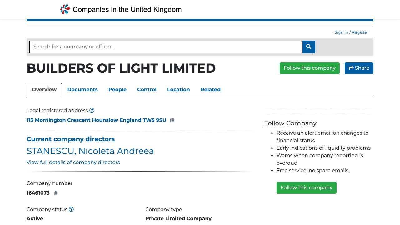 BUILDERS OF LIGHT LIMITED website preview